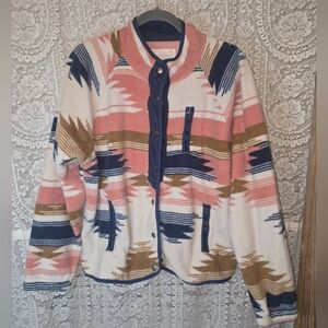 Altard State Fleece Snap Up Jacket Aztec, Womens Jacket Longsleeve L